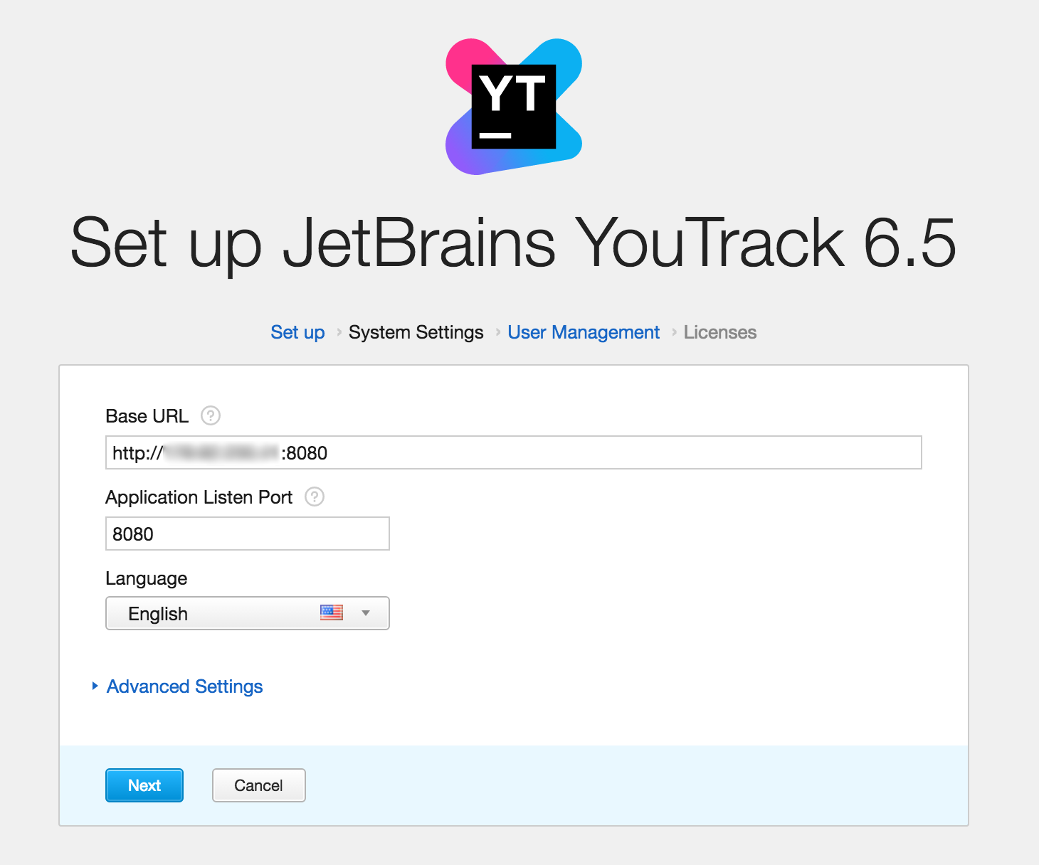 YouTrack Setup Screen 2