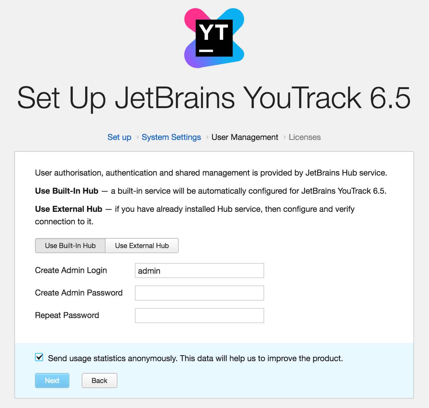 YouTrack Setup Screen 3